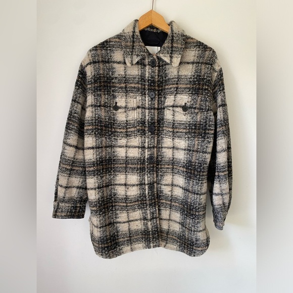 Aritzia Jacket Women’s Small Wilfred Ganna Plaid Wool Coat Shacket - Picture 1 of 8